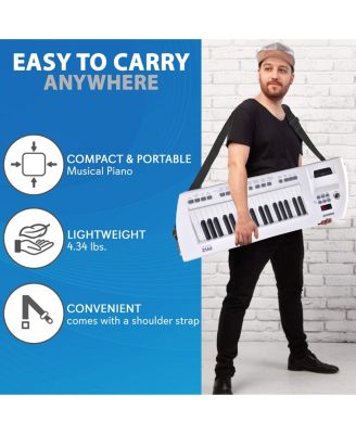 Electric Piano, 37-Key Music Keyboard, Built-in Stereo Speakers, Rechargeable Battery, Wired Microphone