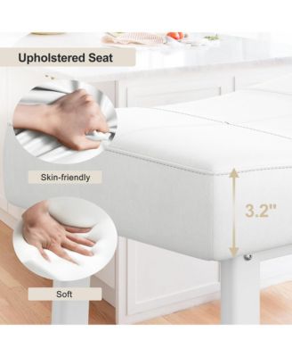 Counter Height Bar Stools Set of 2, PU Leather Barstools with Heavy Duty Metal Legs