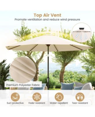 10 FT Solar Patio Umbrella w/96 Multi-colored LED Lights & 9 Modes Vented Top