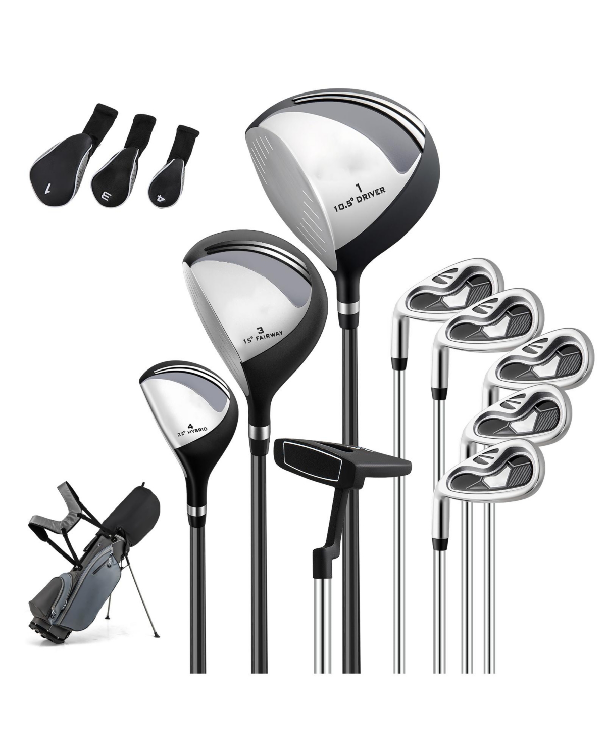 Mecale Men s Left-Handed Complete Golf Club Set with Stand Bag, Lightweight & Portable