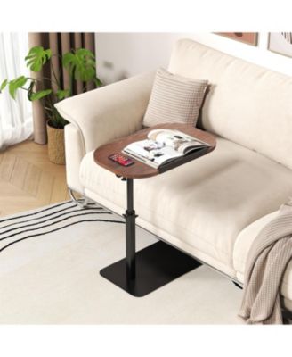 C Shaped End Table for Couch,Height Adjustable Side Table, Adjustable Armrest TV Tray, Swivel Side Tables Sofa Trays for Bathroom