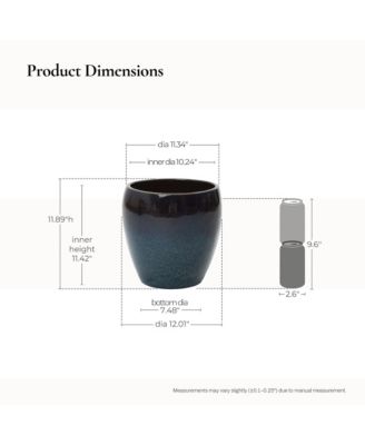 Midnight Flame Glazed Ceramic Planter, 12" Round Gradient Pot for Indoor/Outdoor