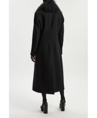 Women's Wool Detachable Collar Midi Coat