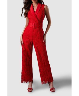 Women's Lisa Lace Belted Jumpsuit