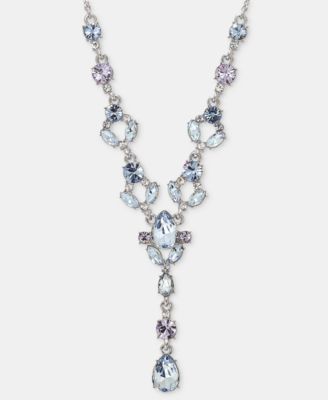 Crystal Statement Lariat Necklace, 16" + 3" extender