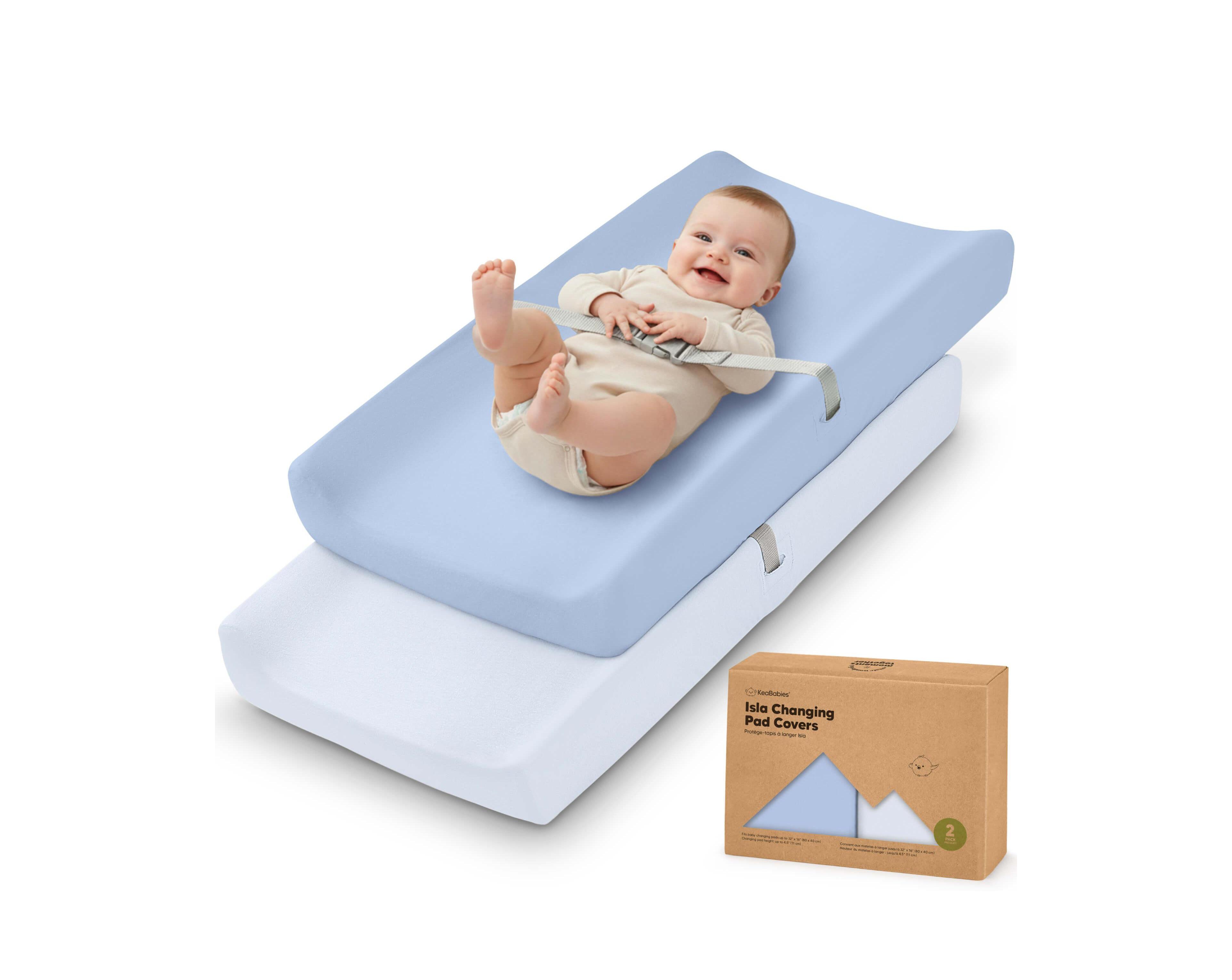 KeaBabies 2pk Isla Changing Pad Covers for Girl, Boy, Soft Contoured Diaper Table Cover Sheets Neutral