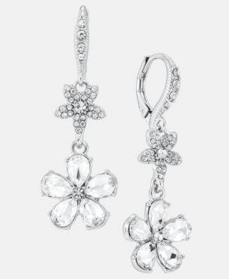 Crystal Flower Double Drop Earrings