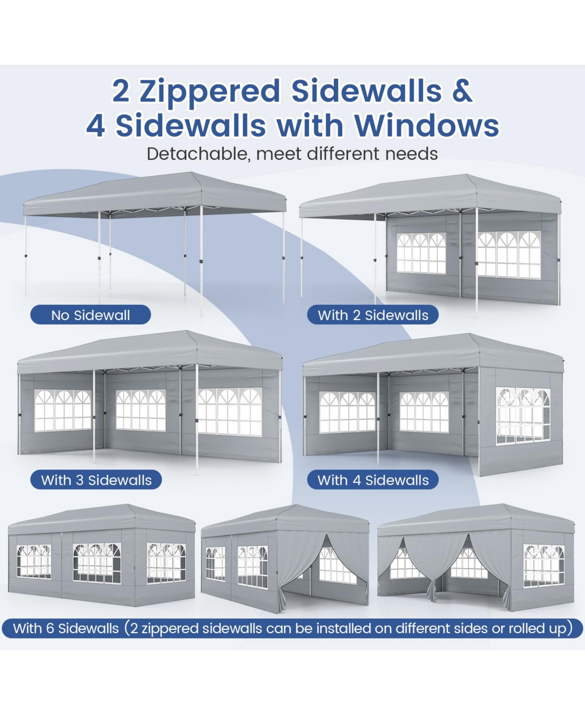 Mecaleft Pop-Up Canopy Tent with 6 Sidewalls, Instant Setup