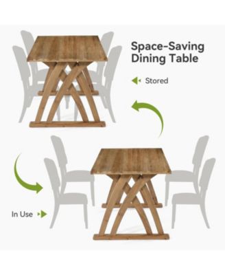63 Inches Solid Wood Dining Table for 4-6 People,Rectangular Kitchen Table