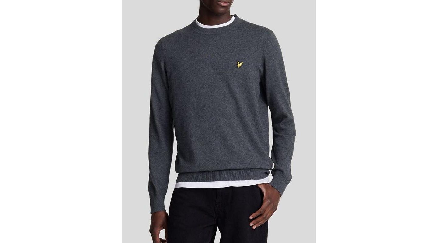 Мужской свитер Lyle & Scott Cotton Merino Crew Neck, цвет: Угольный меланжевый — фото 6
