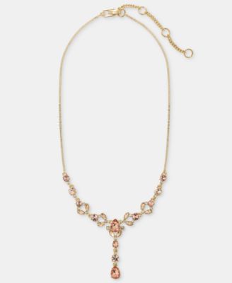 Crystal Statement Lariat Necklace, 16" + 3" extender