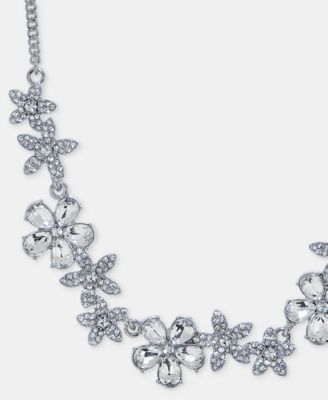 Crystal Flower Statement Necklace, 16" + 3" extender