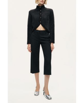 Women's Heart-Button Cutaway Mock-Neck Cardigan