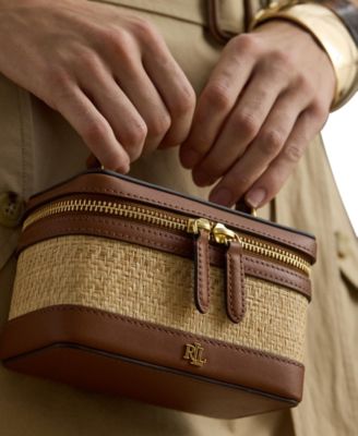 Hallee Small Straw & Leather Crossbody Bag