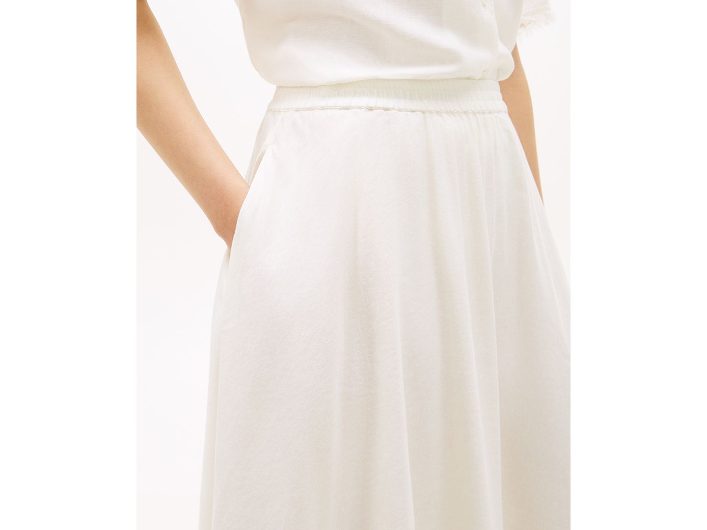 Женская юбка Tommy Hilfiger Pull-On Midi, цвет: Слоновая кость шёлковый — фото 3