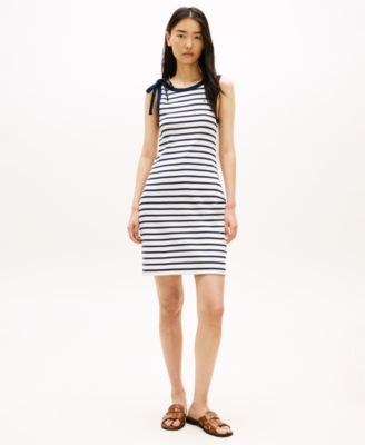 Women's Ribbed Bow Sleeveless Dress
