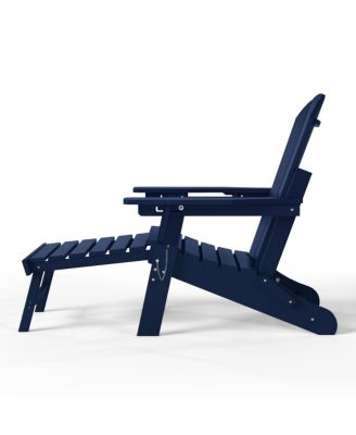 Folding Adjustable Adirondack Chair with Retractable Ottoman and Cup Holder