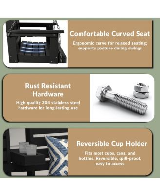 Outdoor 54" HDPE With Cupholders Porch Swing Bench