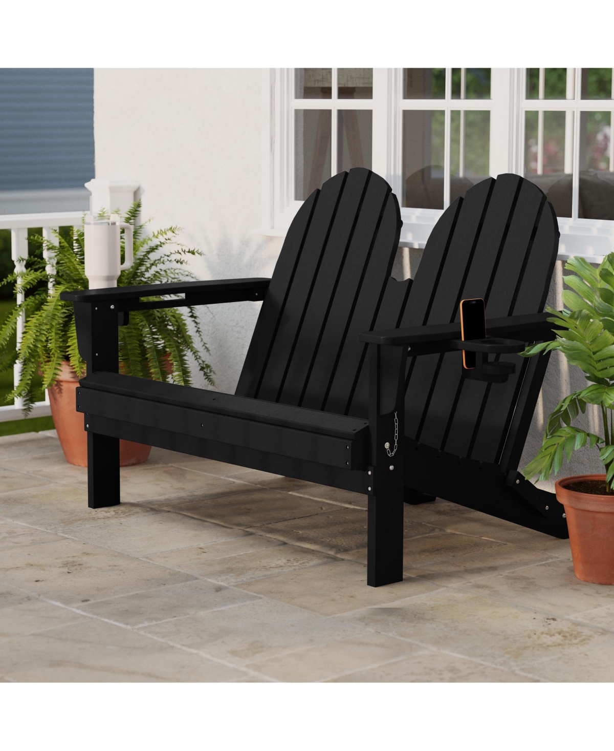 WestinTrends Outdoor Patio Hdpe Folding Adirondack Garden Bench