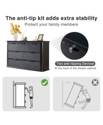 Fluted 7 Drawer Dresser, Modern Wood Chest of Drawers with Curved Profile Design, Storage Organizer for Living Room and Bedroom