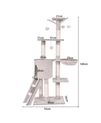 56" Cat Play Tree with Condo, Scratching Posts & Ladder