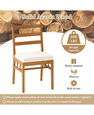 7PCS Patio Acacia Wood Dining Set w/ 1.97'' Umbrella Hole & Cushions for Backyard