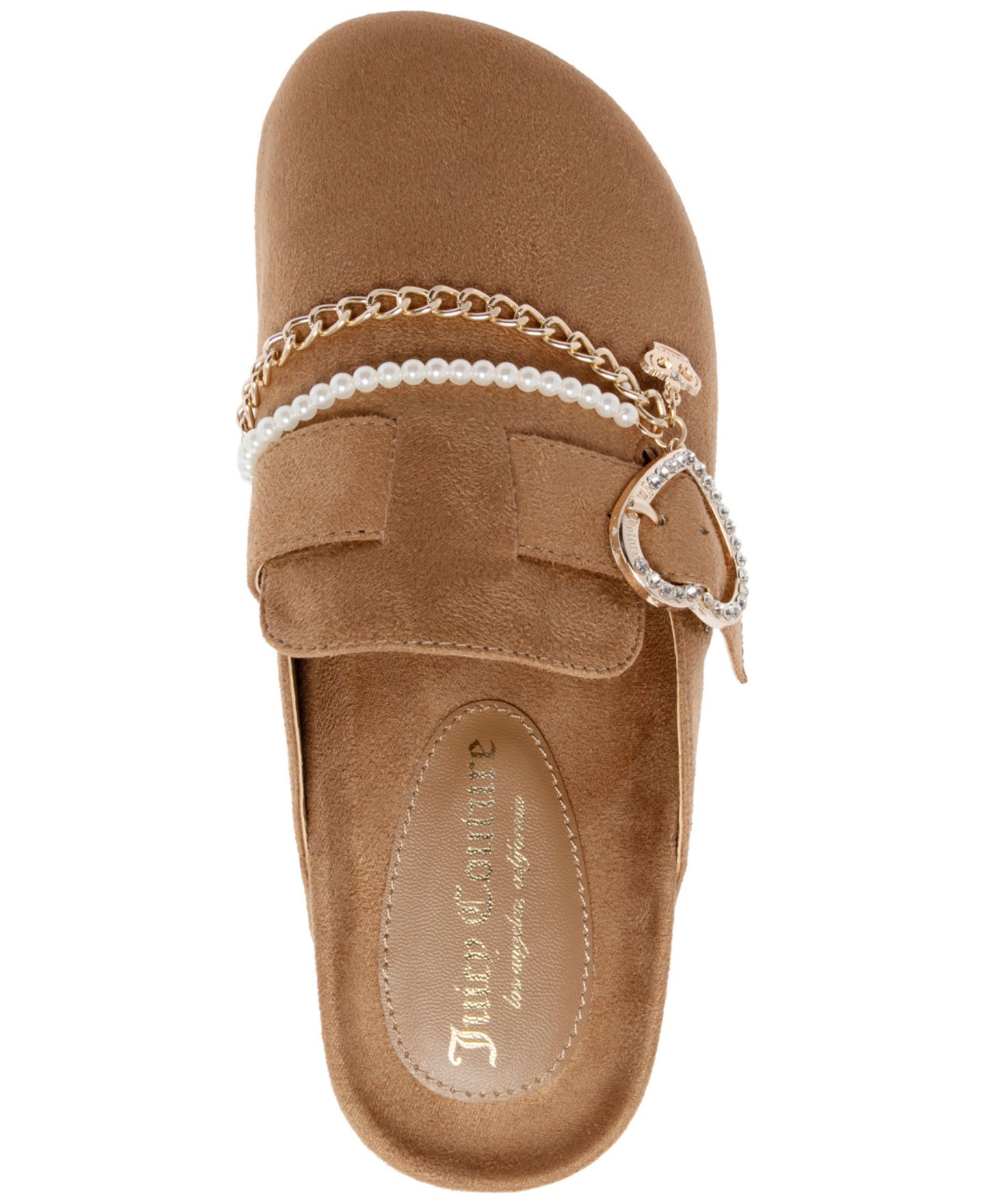 Женские сабо Juicy Couture Dove Heart Buckle Clog Slippers, цвет: Тёмный натуральный — фото 4