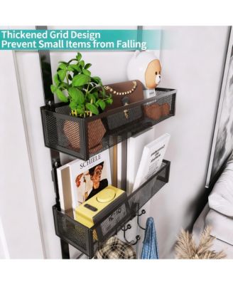Over The Door Organizer with 9 Hooks & 2 Baskets - Rustproof, Waterproof, Portable