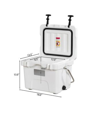 16 Quart 24-Can Capacity Portable Insulated Ice Cooler with 2 Cup Holders