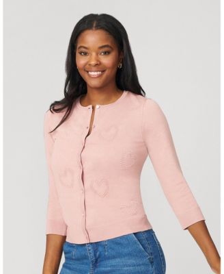 Women's Textured Heart Knit Cardigan
