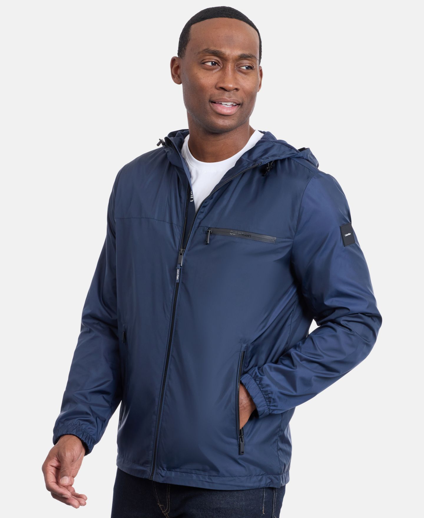 Мужская куртка Calvin Klein Logo Hooded, цвет: Тёмный сапфировый — фото 4