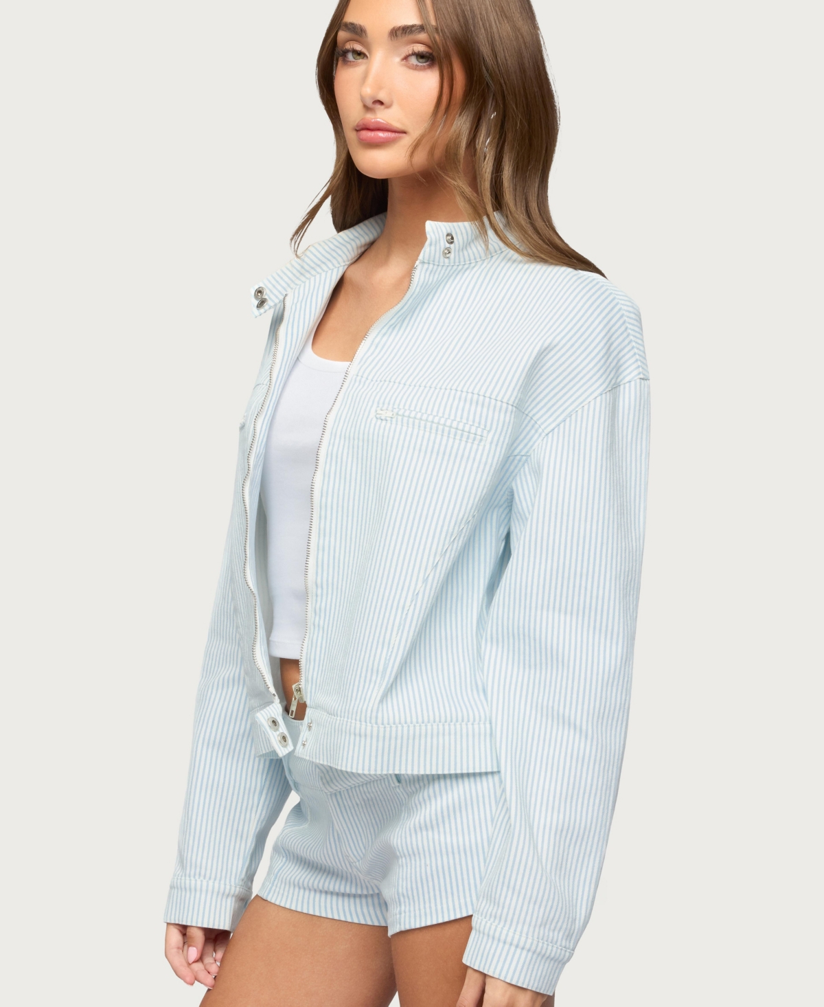 Edikted Women's Myah Pinstripe Moto Jacket