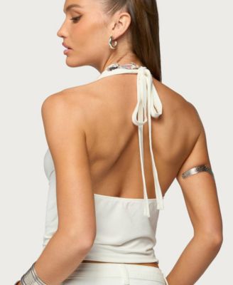 Women's Audrie Studded Cowl Neck Halter Top