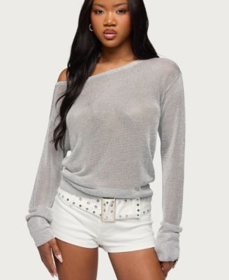 Women's Charlo One Shoulder Shiny Knit Top