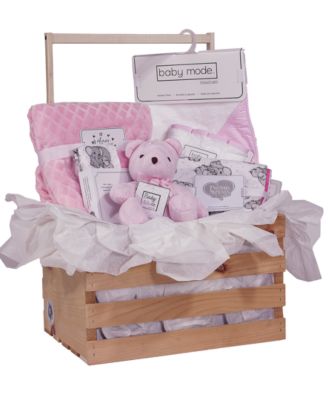 3 Stories Trading Baby Boys' & Baby Girls' Necessities Baby Shower Wardrobe Gift Crate, 16 Piece Set - Pink