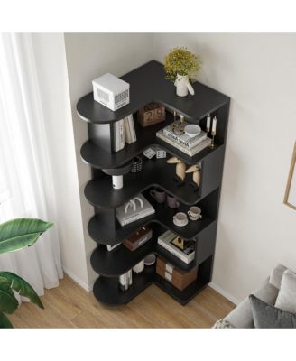 5-Tier Corner Bookshelf - L-Shaped Freestanding Bookcase, Storage Shelf & Display Stand for Living Room, Home Office