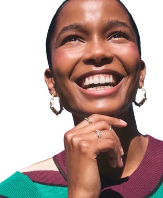 14k Gold Over Brass Adriana Scallop Frame Hoop Earrings