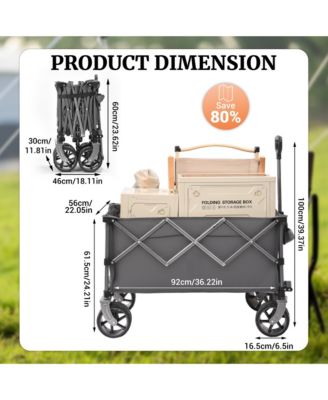 Convertible Folding Heavy Duty Wagon Cart - All-Terrain Wheels, Adjustable Handle, 450lbs Capacity for Camping, Garden and Outdoor Transport