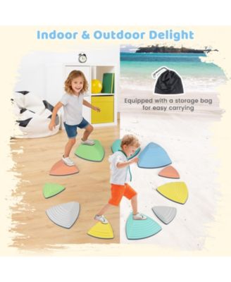 6-Piece Steppingstones for Kids, Non-Slip Balance Stones with Storage Bag
