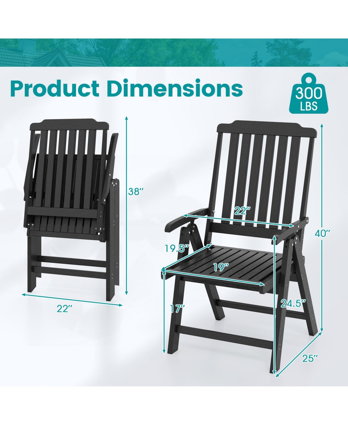 Gymax 4PCS Foldable Patio Chair w/Armrest Curved Back Slatted Seat for Backyard Deck