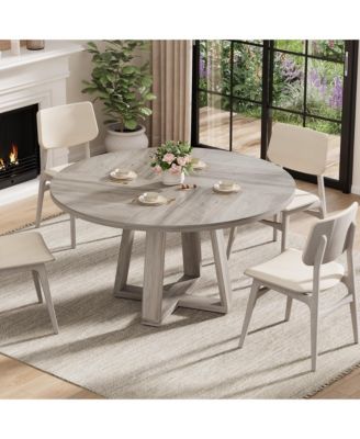 Round Dining Table for 4-6 People, 47 Inches Dining Room Table with Pedestal Base(Table Only )