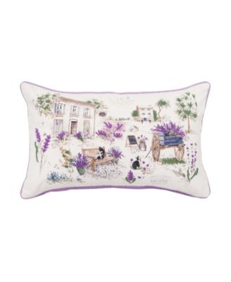 Lavender & Cat Village Market Jardin de Fleurs Countryside Graphic Print Embroidered Throw Pillow, 14" x 22