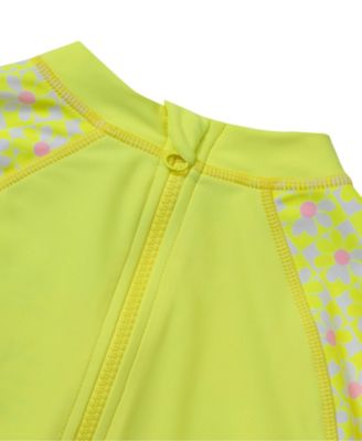Girls Chlorine Resistant Long Sleeve Ruffle One Piece Swimsuit