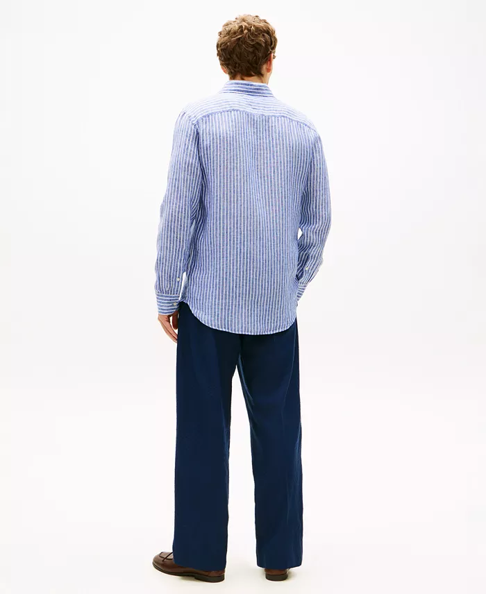 Men's 100% Linen Bengal Stripe Shirt - thumbnail 10