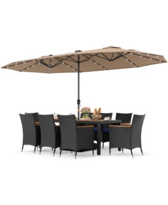 11 PCS Patio Dining Set 15ft Double-Sided Patio Umbrella (Base Included)