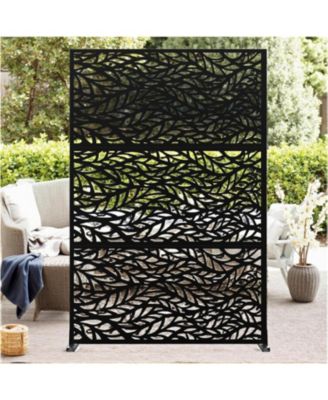 Outdoor Privacy Screen, Metal Freestanding Patio Divider for Garden, Deck & Balcony