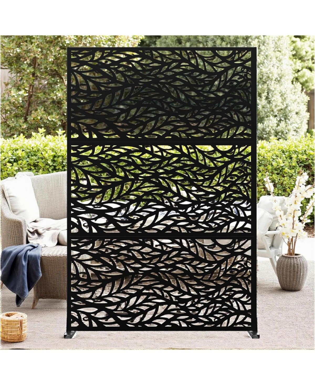 gaomon Outdoor Privacy Screen, Metal Freestanding Patio Divider for Garden, Deck & Balcony