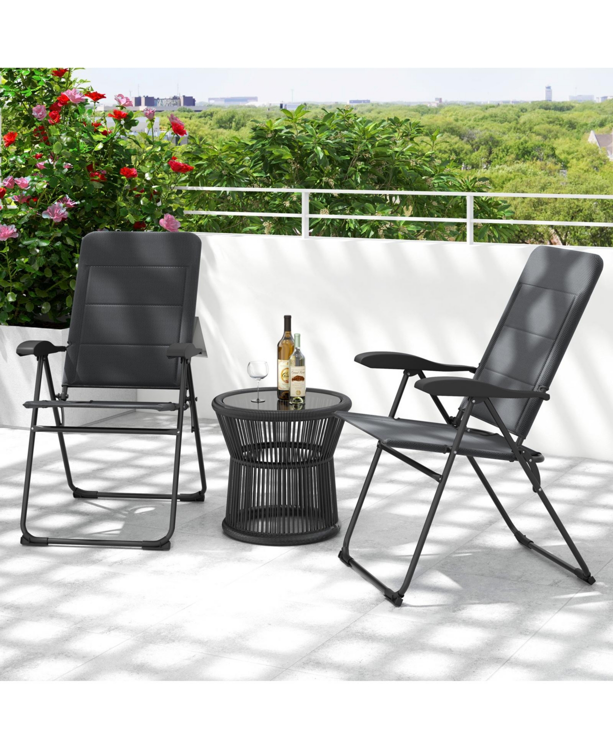 Gymax 4PCS Patio Folding Chairs Back Adjustable Reclining Padded Garden Furniture