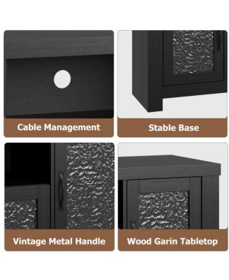 TV Stand for 55+ Inch TV, Entertainment Center with Acrylic Door Storage Cabinet & Adjustable Shelve