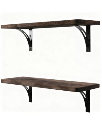 Wooden Wall Shelves Set of 2 - Easy Install, Sturdy, Multi-Use